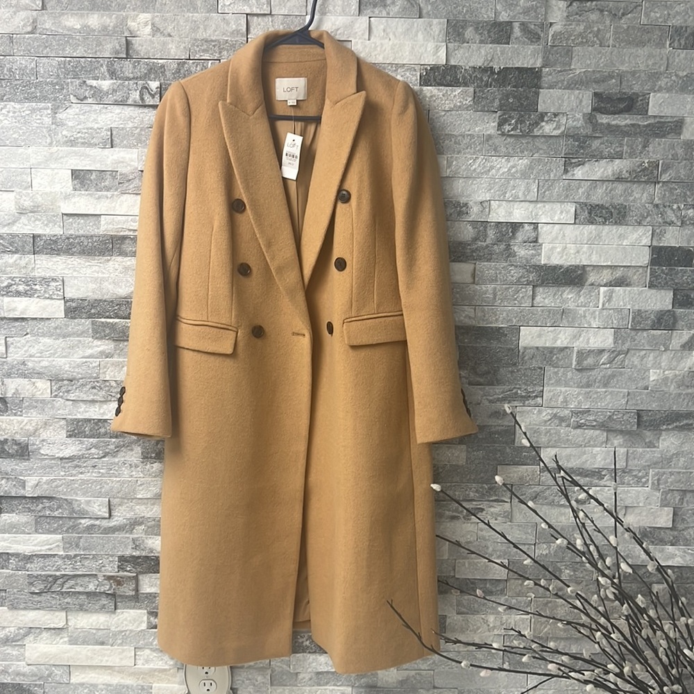 NWT loft double breasted honey glaze coat size XS